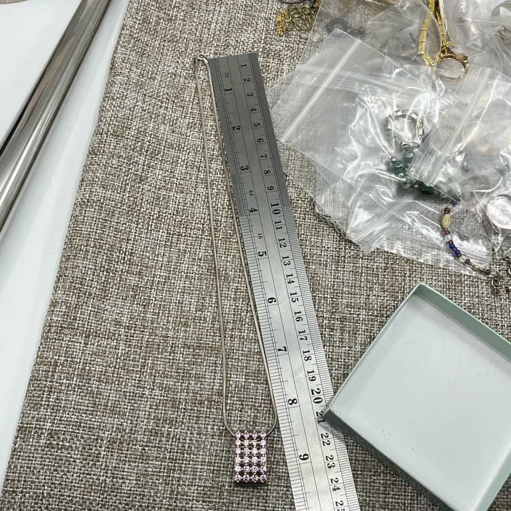 Paul Klecka Sterling Silver Diamonique Pendant Necklace – Pink & Yellow Stones - Picture 14 of 16